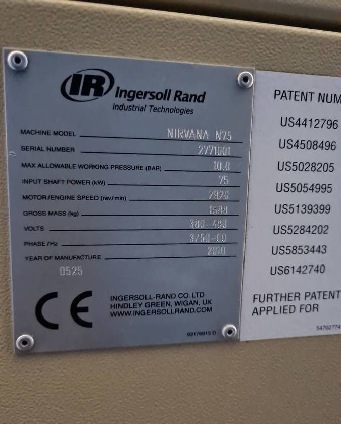 Leasing de  Kompresor śrubowy INGERSOLL RAND NIRVANA N75 Kompresor śrubowy INGERSOLL RAND NIRVANA N75: foto 6