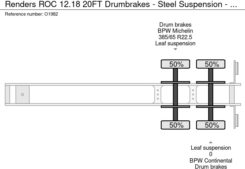 Semirremolque portacontenedore/ Intercambiable Renders ROC 12.18 20FT Drumbrakes - Steel Suspension - 3260KG - 20 Units in Stock (O1982): foto 20