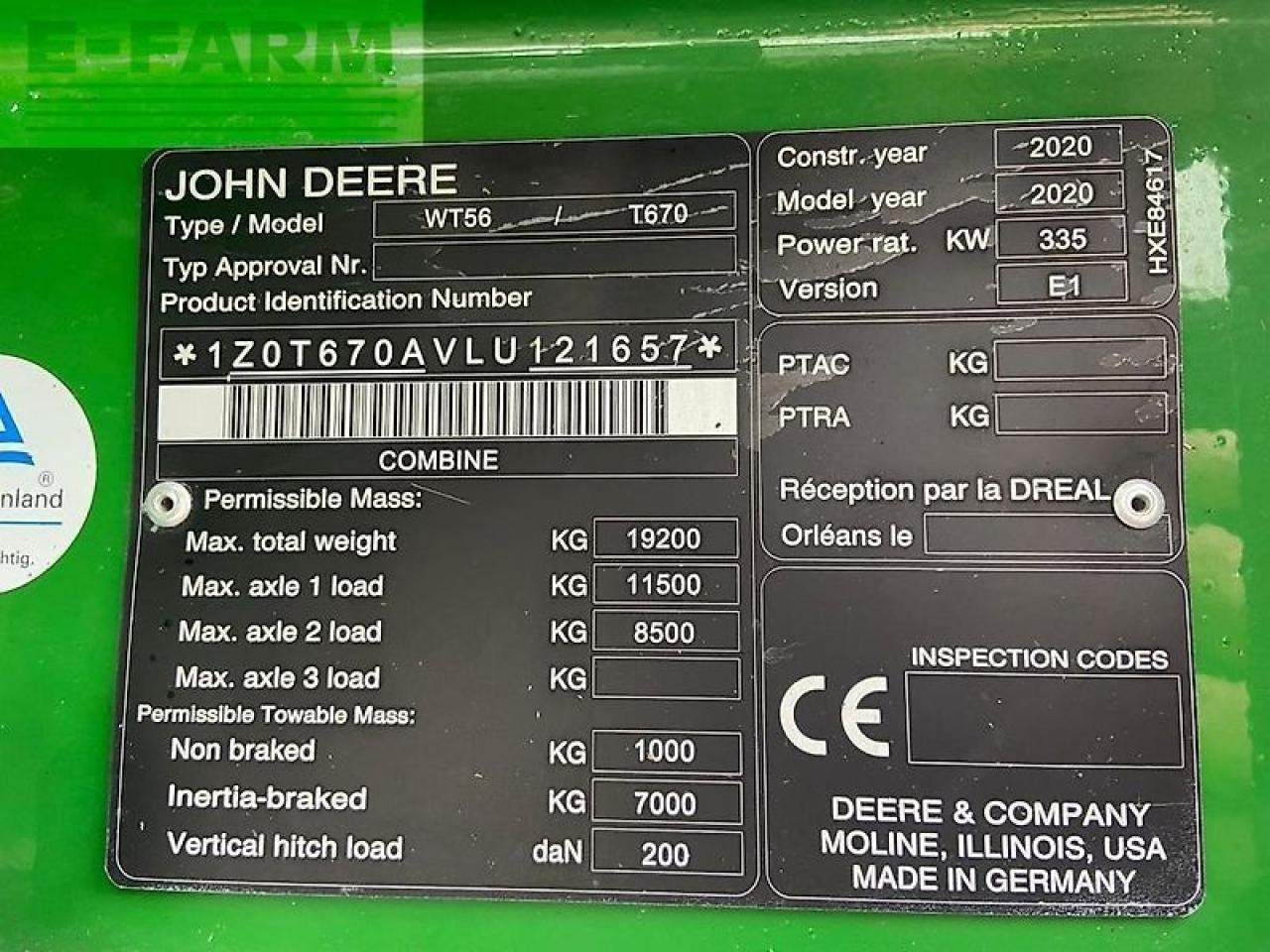 Cosechadora de granos John Deere t670 my20: foto 8